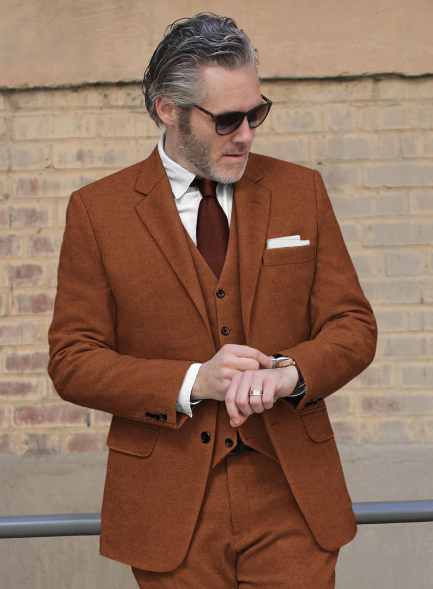 Melange Rust Tweed Suit - Image 5