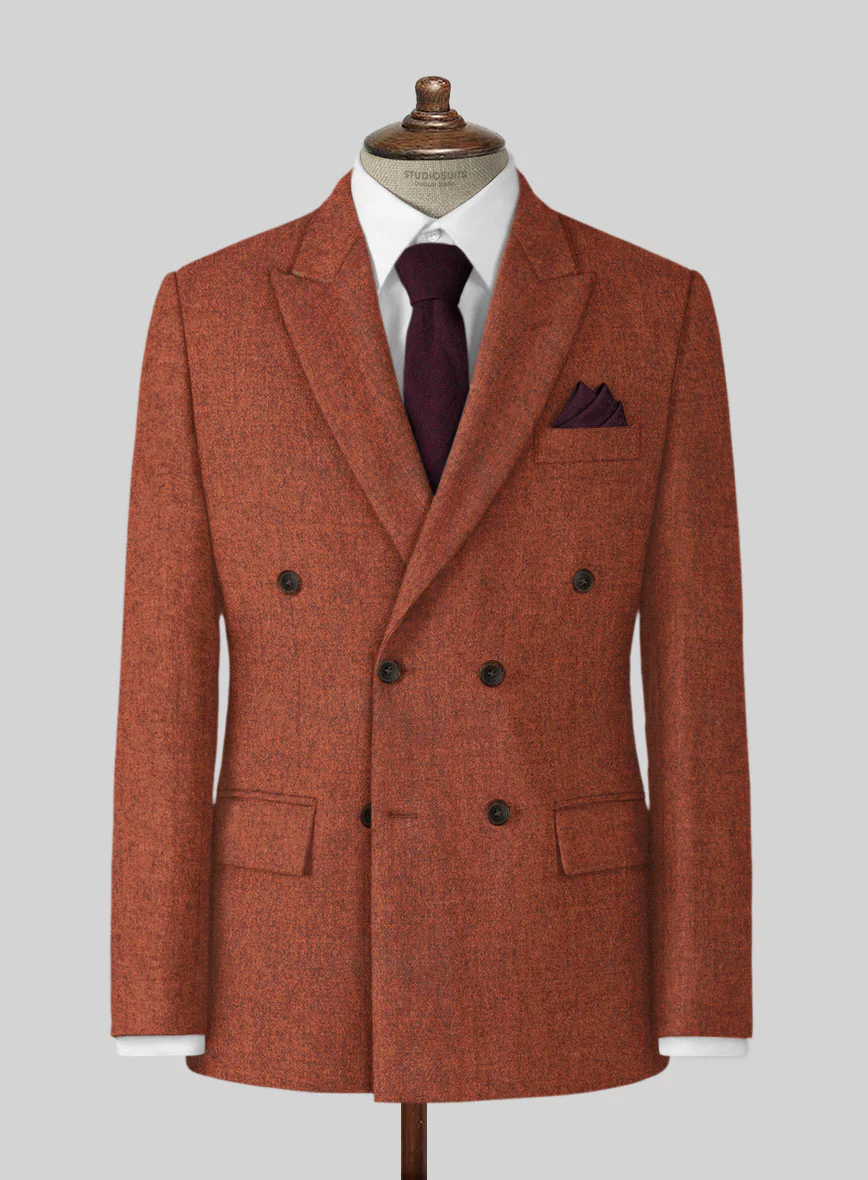 Melange Titan Rust Tweed Double Breasted Jacket