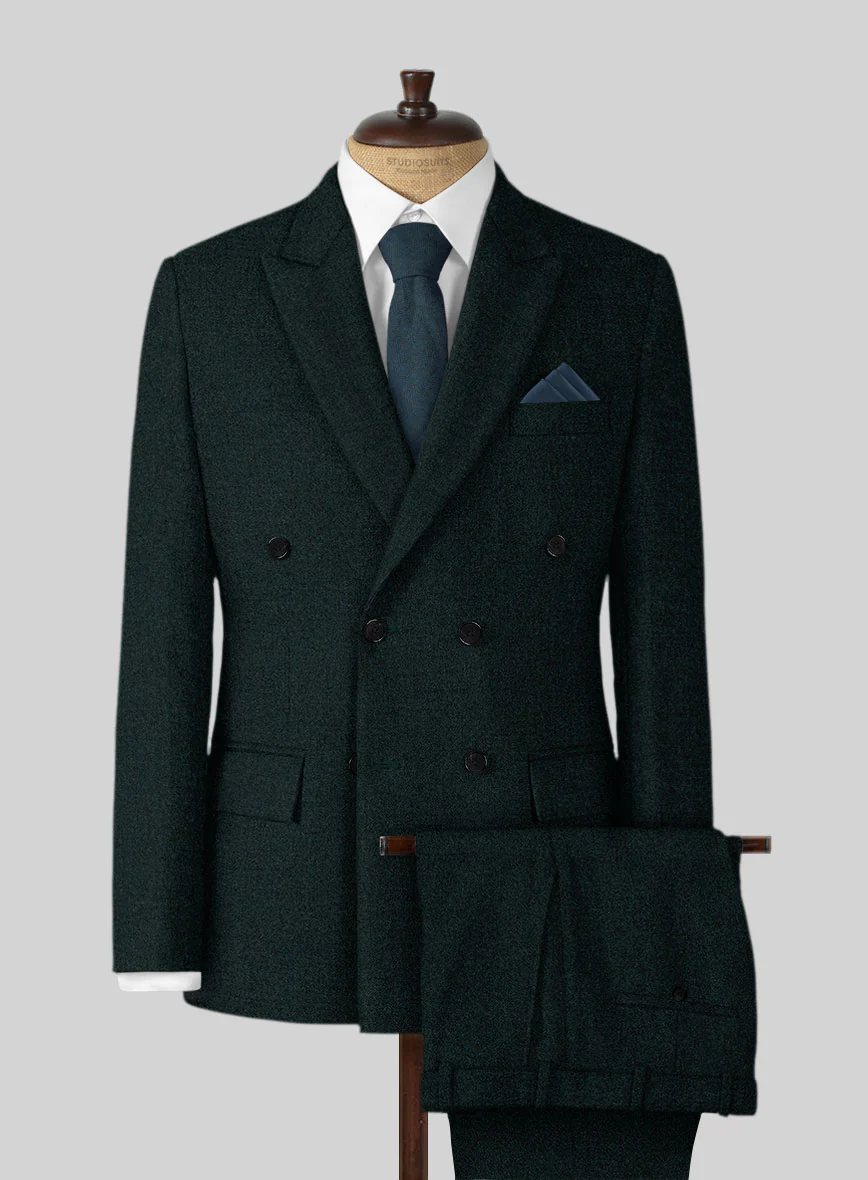 Naples Bello Green Tweed Double Breasted Suit