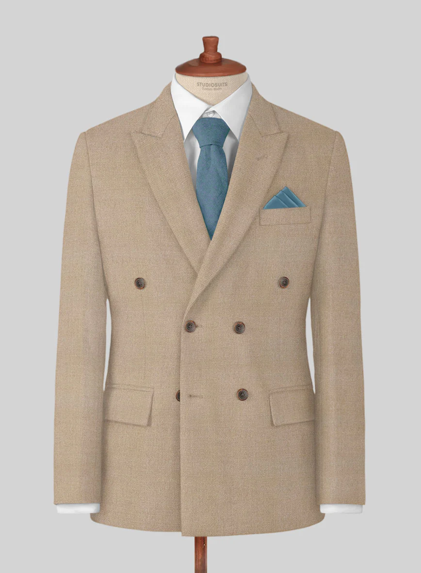 Naples Champagne Tweed Double Breasted Jacket