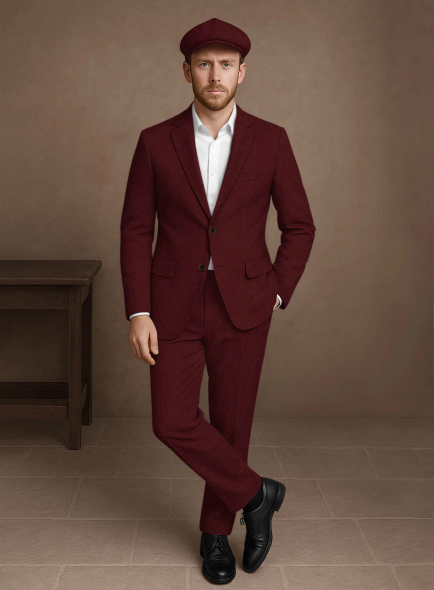 Naples Dark Scarlet Tweed Suit