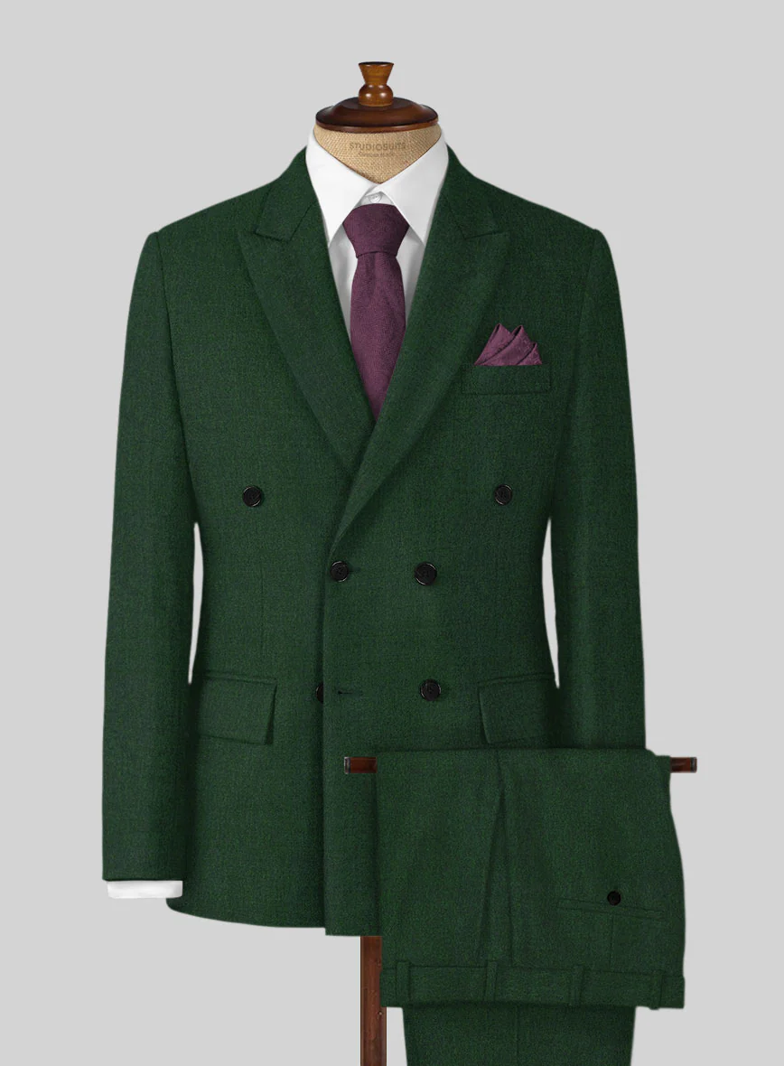 Naples Emerald Green Tweed Double Breasted Suit