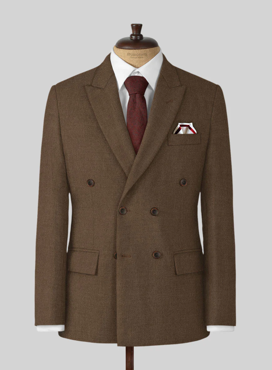 Naples Espresso Brown Tweed Double Breasted Jacket