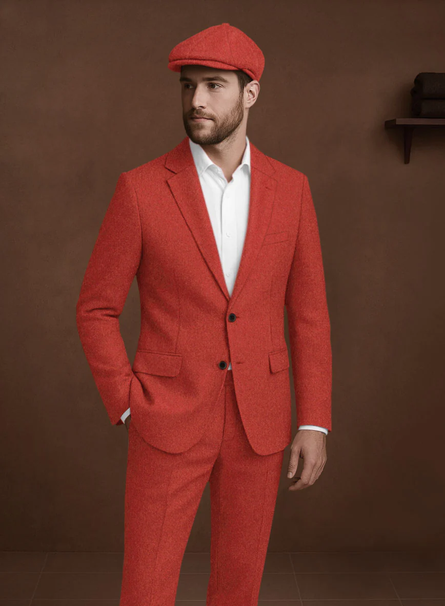 Naples Fiery Orange Tweed Suit - Image 3