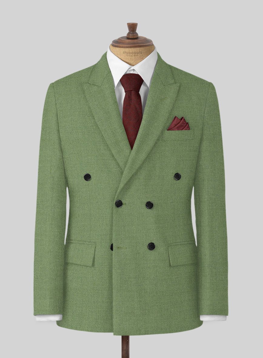 Naples Honeydew Green Tweed Double Breasted Jacket