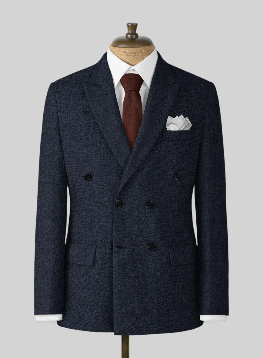 Naples Jet Blue Tweed Double Breasted Jacket