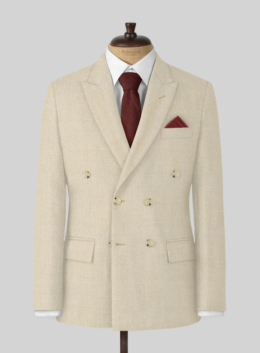 Naples Latte Tweed Double Breasted Jacket