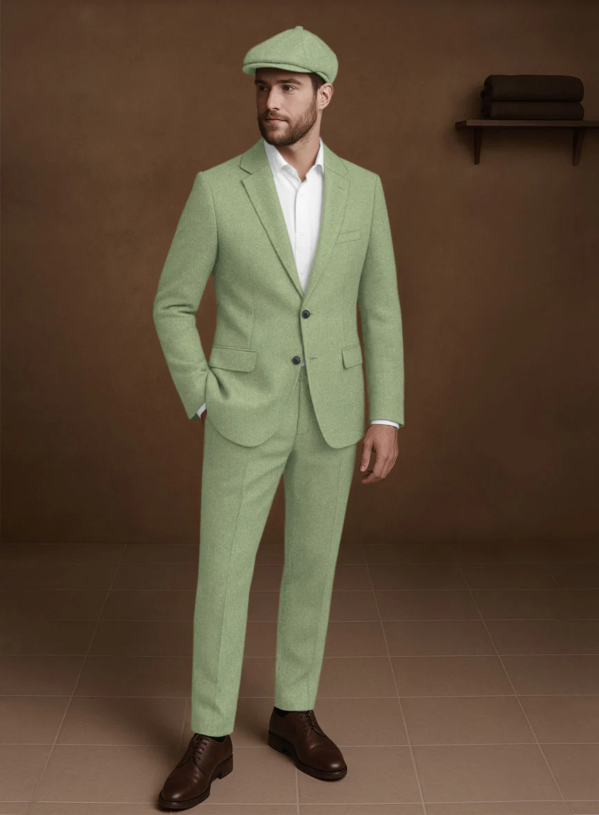 Naples Light Green Tweed Suit