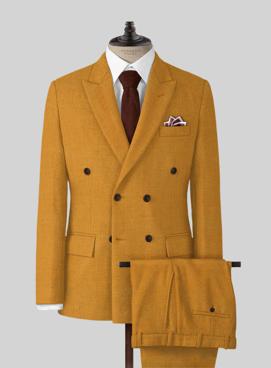 Naples Mimosa Yellow Tweed Double Breasted Suit