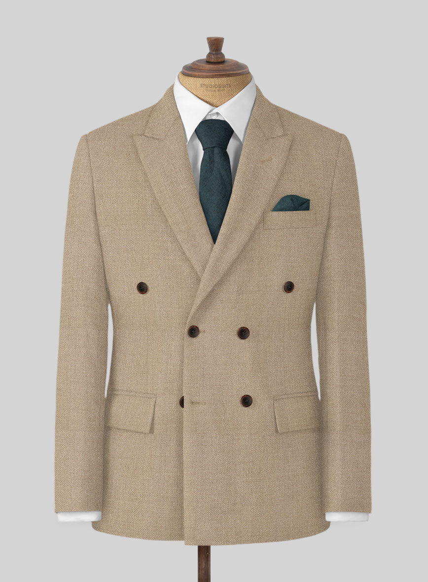 Naples Muted Beige Tweed Double Breasted Jacket