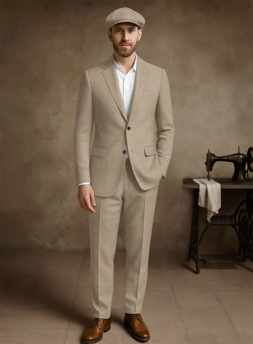 Naples Muted Beige Tweed Suit