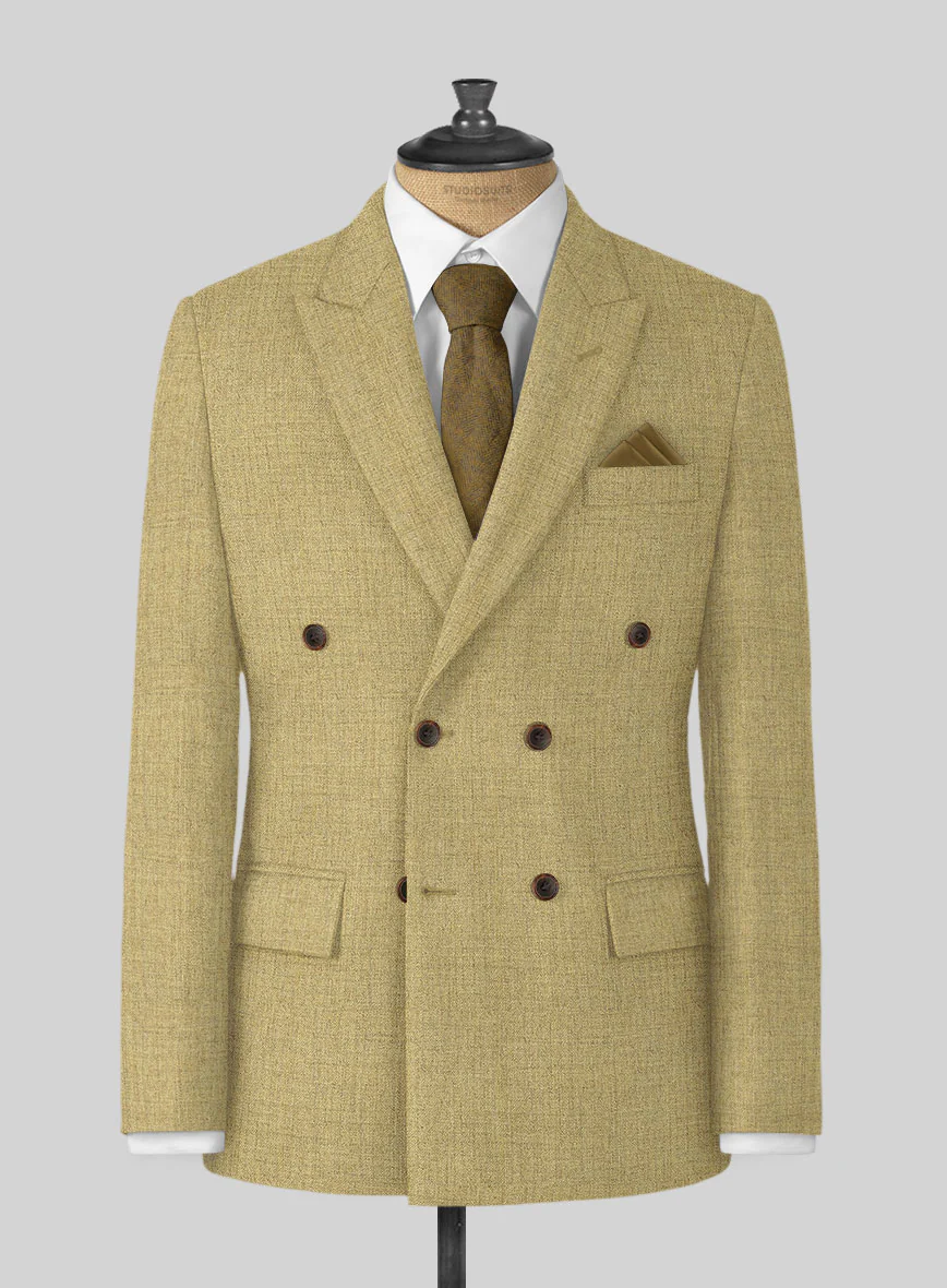 Naples Ochre Yellow Tweed Double Breasted Jacket