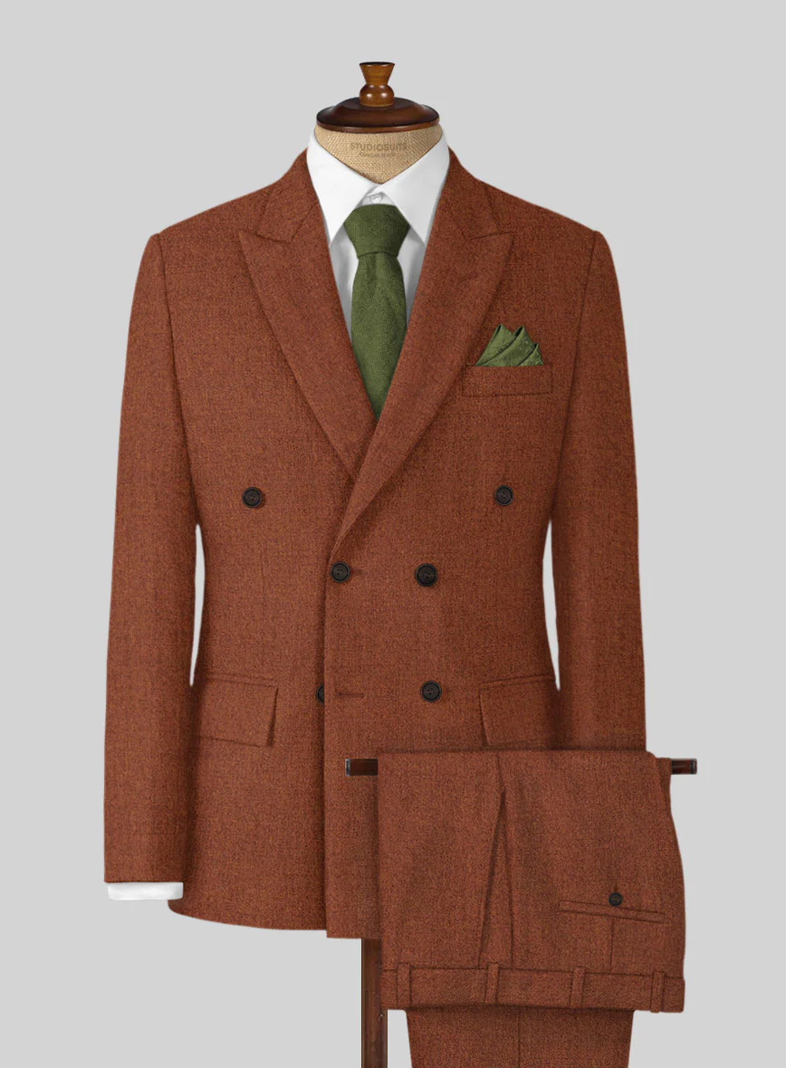 Naples Prego Rust Tweed Double Breasted Suit