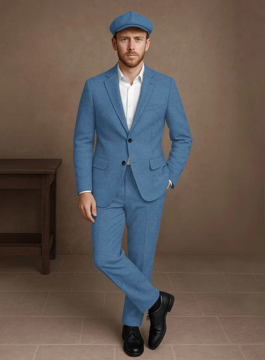 Naples Saga Blue Tweed Suit