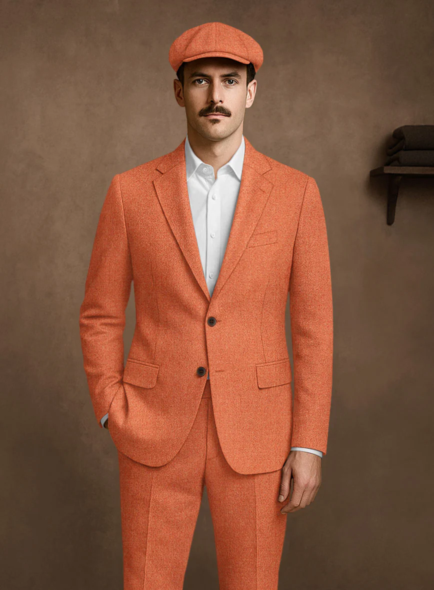 Naples Spring Orange Tweed Jacket - Image 2