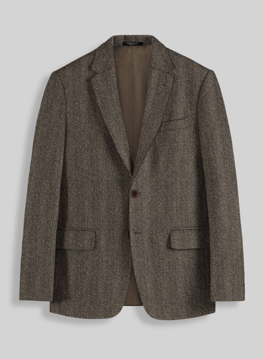 Naples Wide Herringbone Brown Tweed Jacket