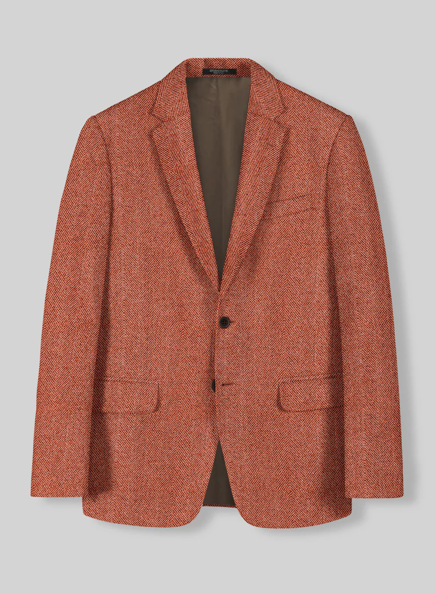 Naples Wide Herringbone Caramine Pink Tweed Jacket