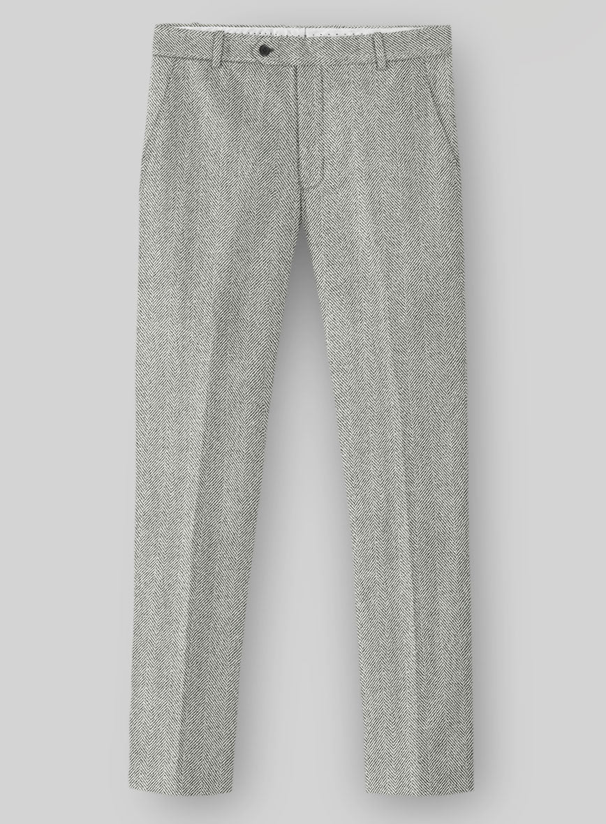Naples Wide Herringbone Light Gray Tweed Suit - Image 6