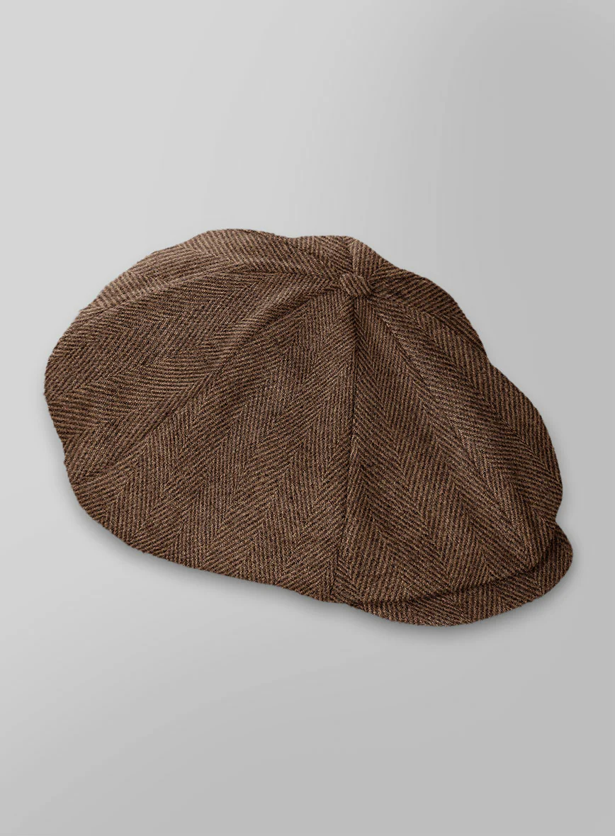 Naples Wide Herringbone Tan Tweed Newsboy Cap - Image 3