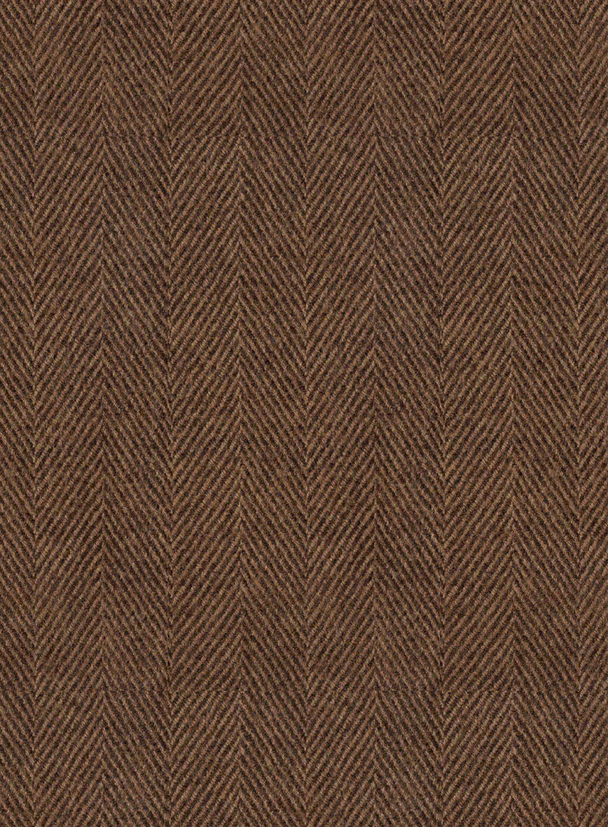 Naples Wide Herringbone Tan Tweed Pants - Image 3