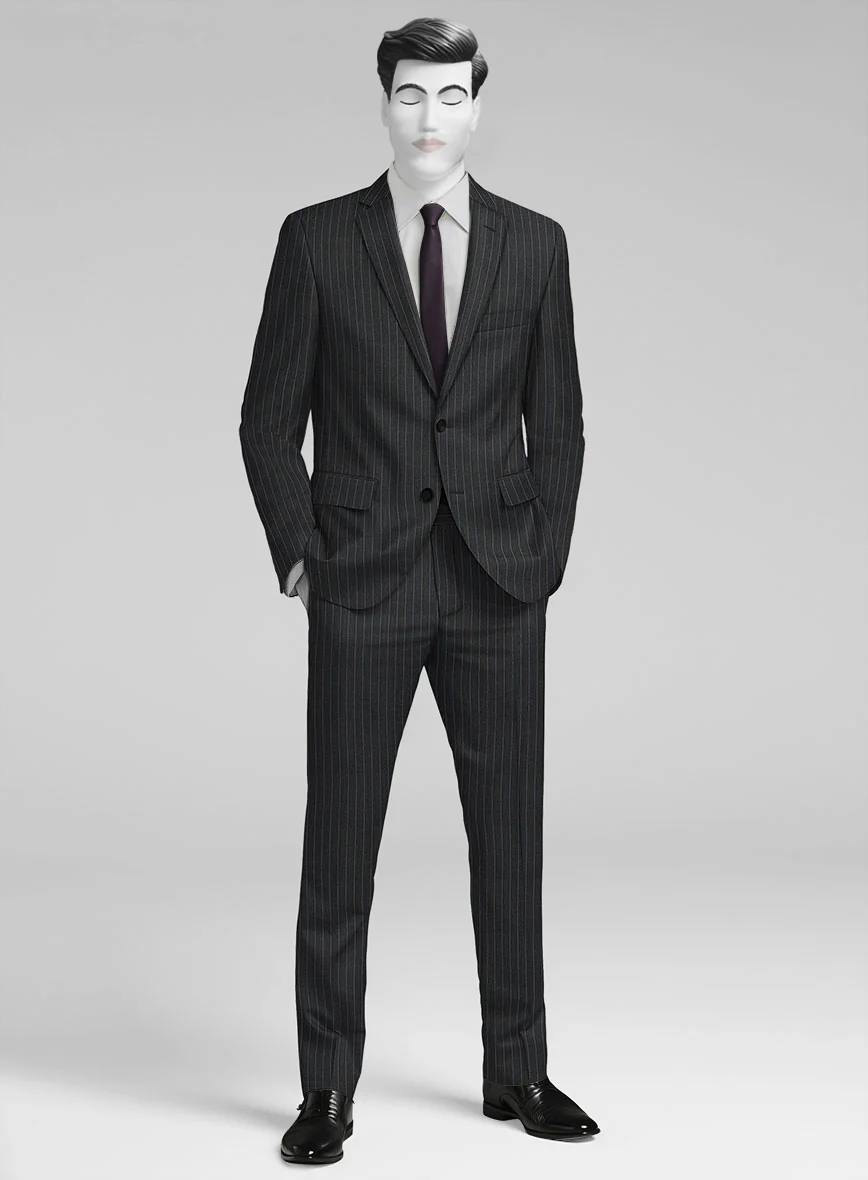 Napolean Abelino Stripe Black Wool Suit