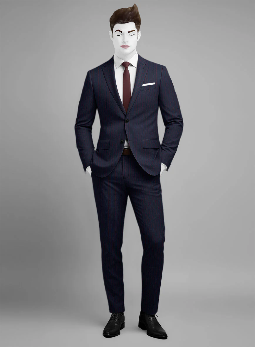 Napolean Argio Stripe Dark Blue Wool Suit