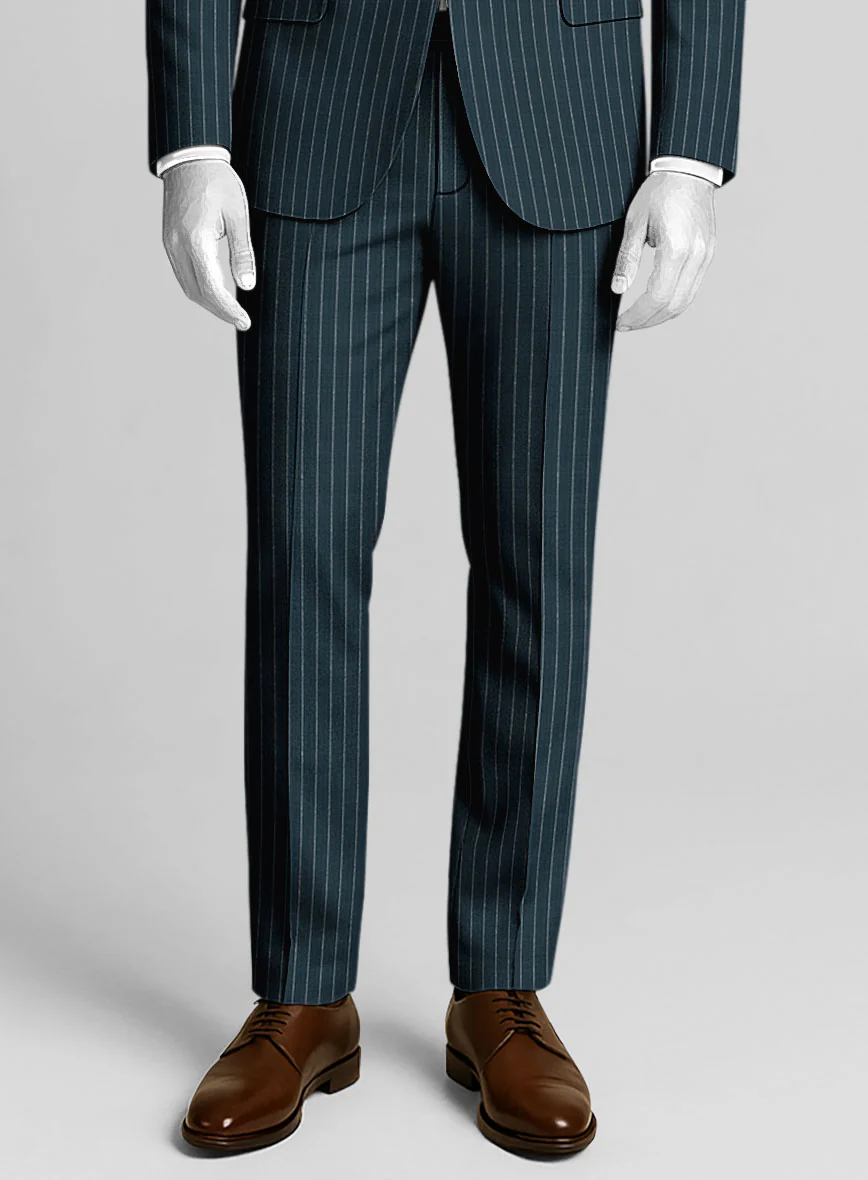 Napolean Argio Stripe Prussian Blue Wool Pants