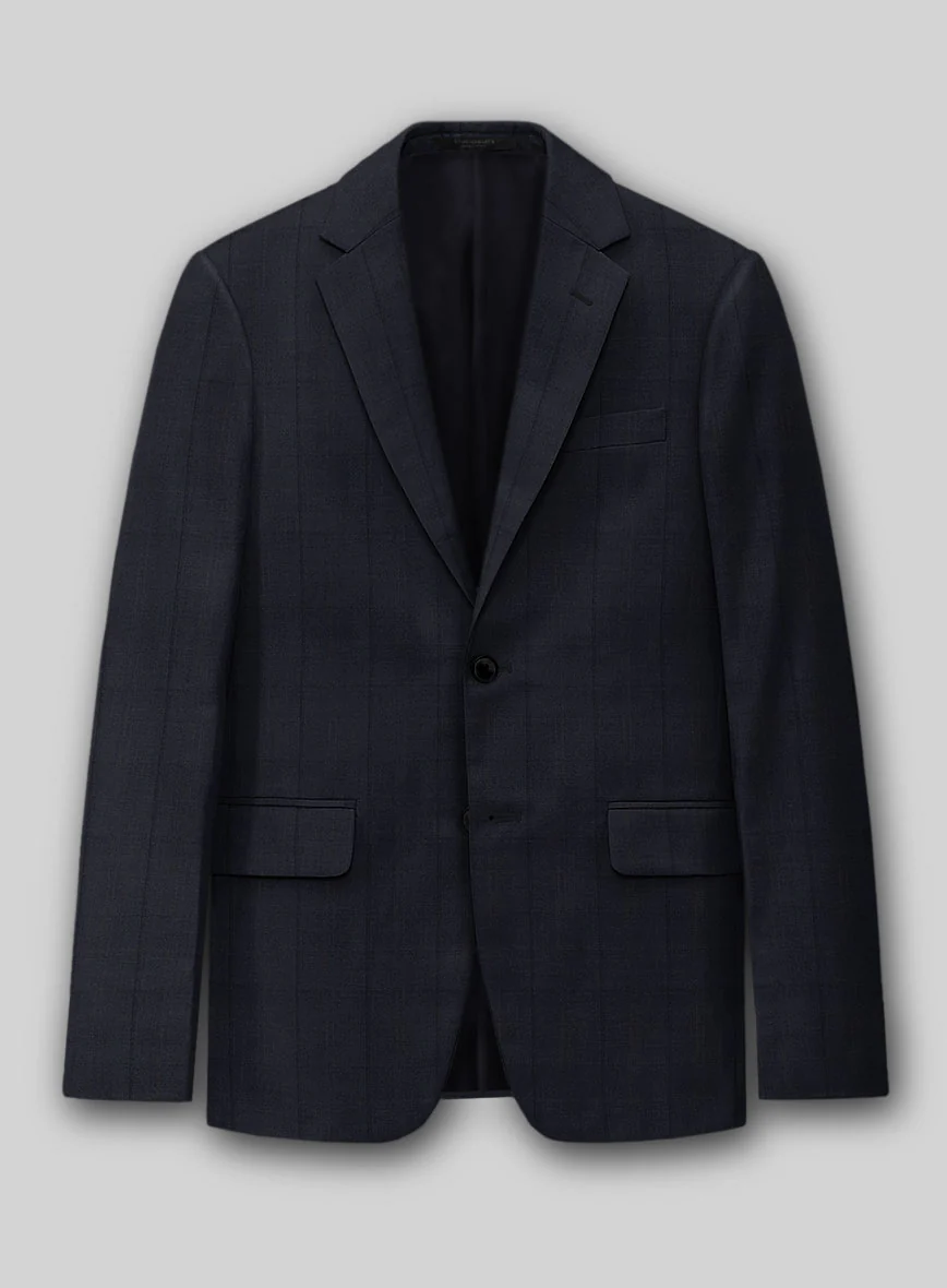 Napolean Artici Windowpane Blue Wool Jacket