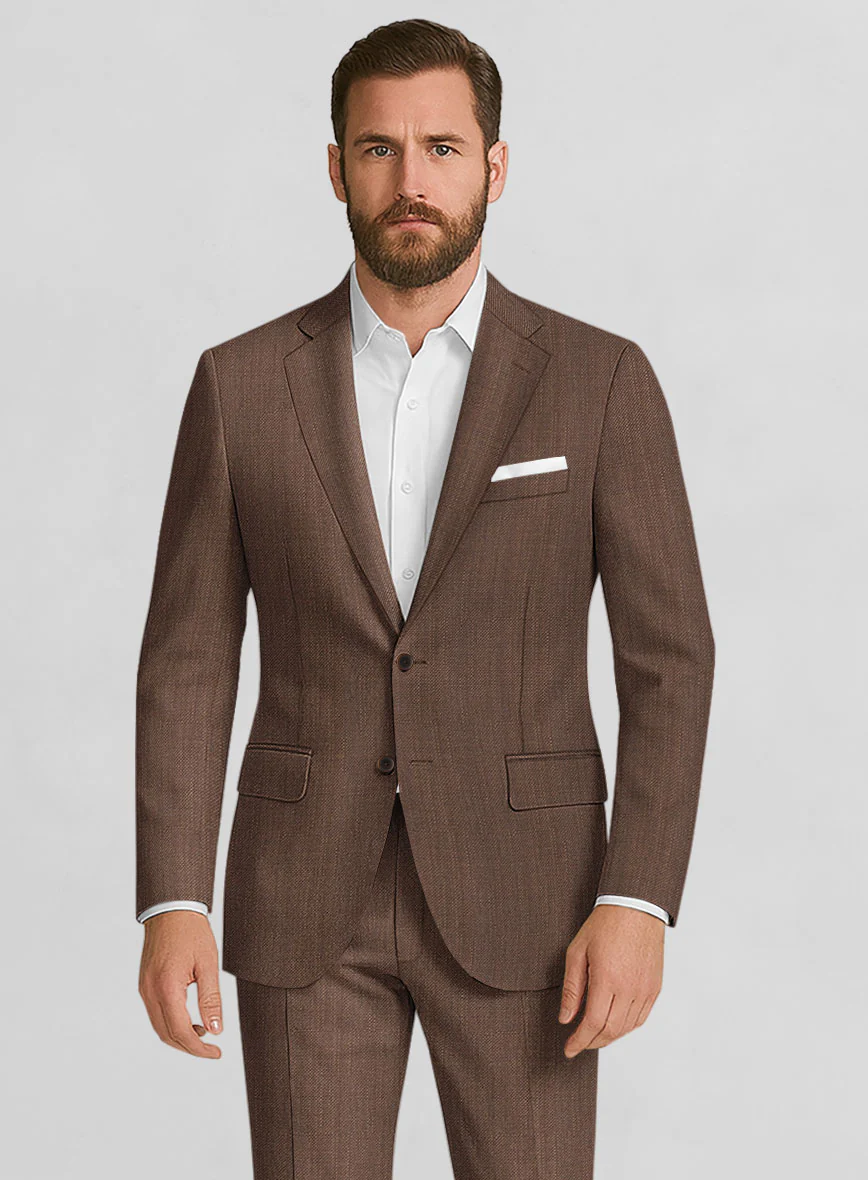 Napolean Arvett Basket Weave Brown Wool Suit - Image 3