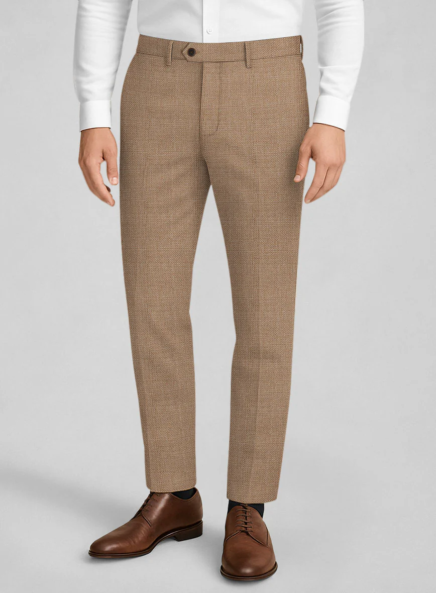 Napolean Arvett Basket Weave Light Brown Wool Pants