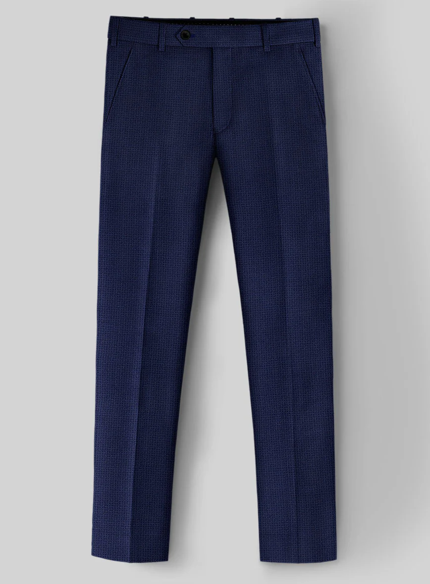 Napolean Basket Weave Blue Wool Pants