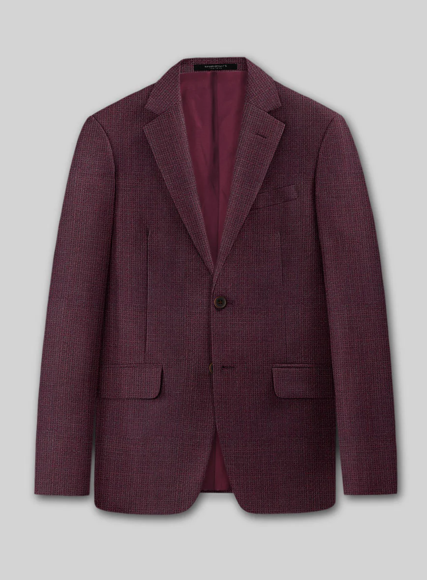 Napolean Basket Weave Wine Wool Jacket