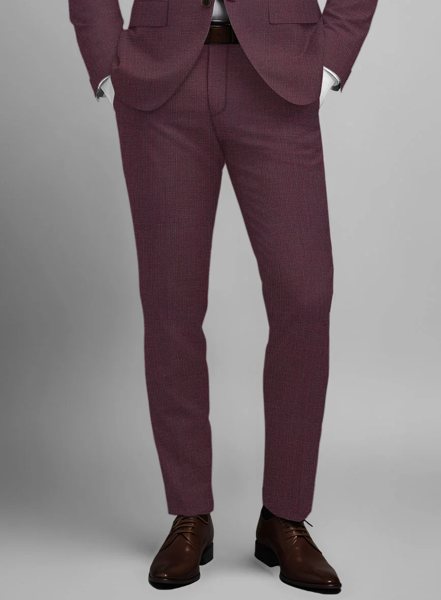 Napolean Basket Weave Wine Wool Pants - Image 2