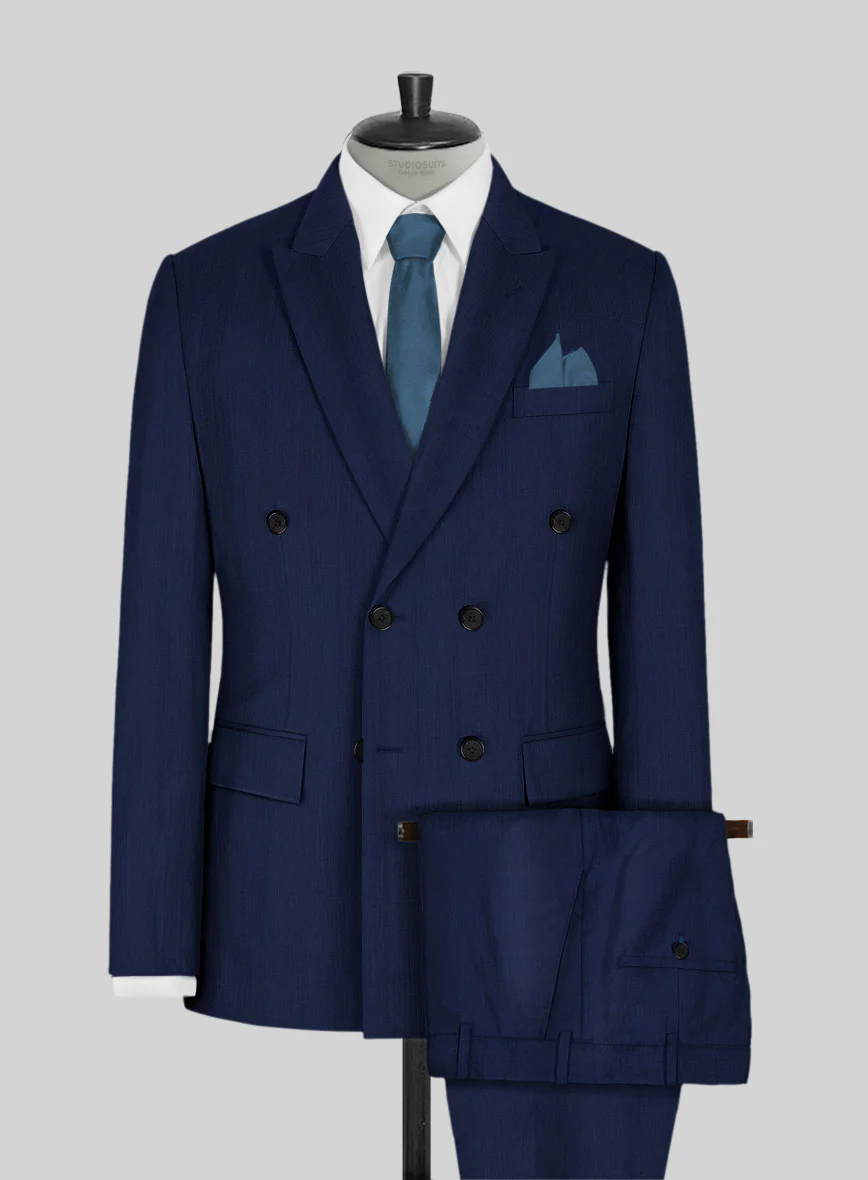 Napolean Bottle Blue Wool Double Breasted Suit