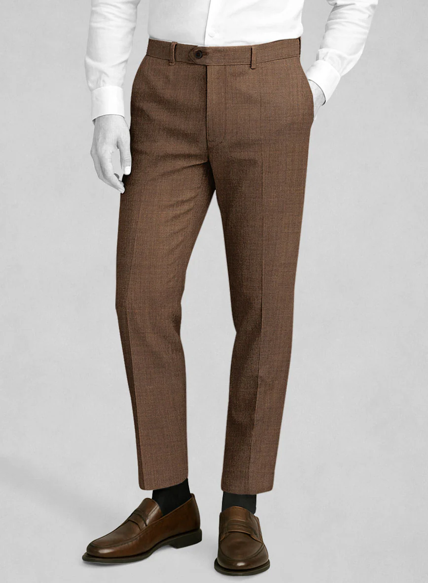Napolean Caffaro Sharkskin Brown Wool Pants