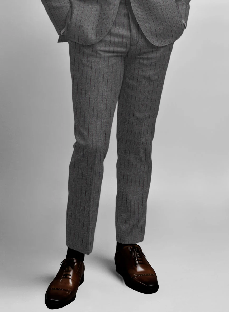 Napolean Calipso Stripe Gray Wool Suit - Image 6