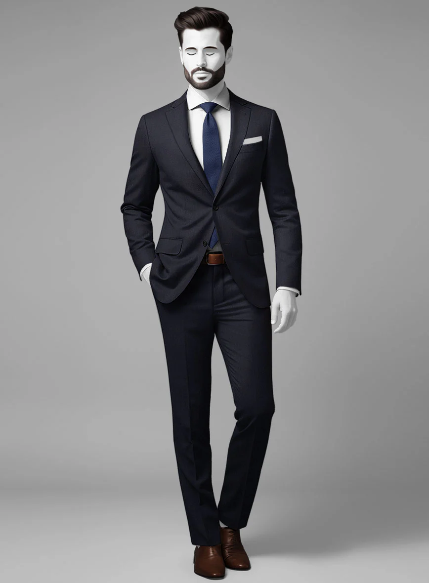 Napolean Cavalry Twill Blue Wool Suit