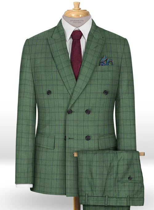Napolean Corro Green Wool Double Breasted Suit