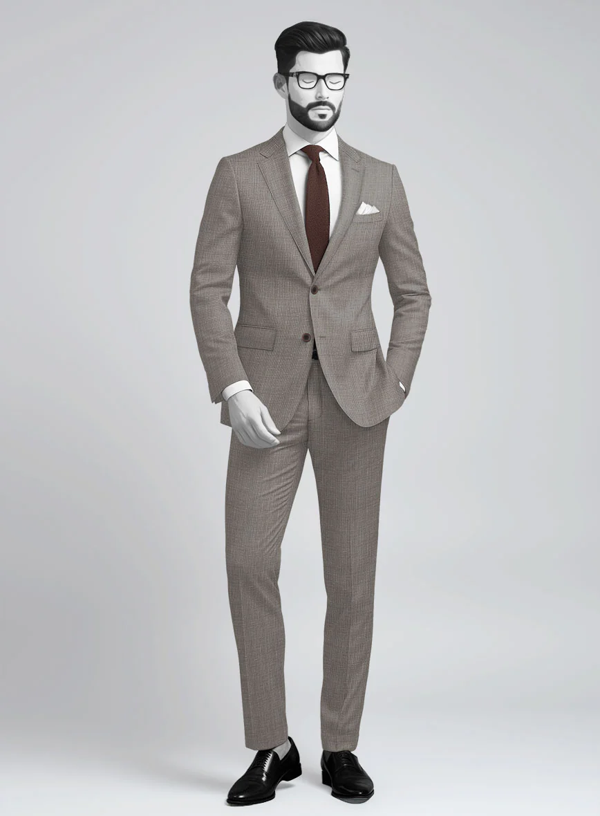 Napolean Costa Mini Houndstooth Brown Wool Suit
