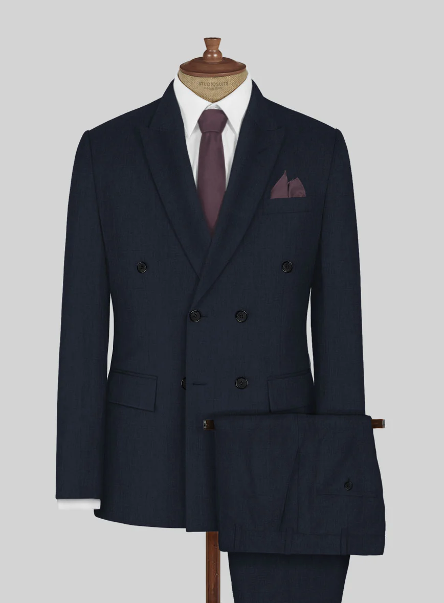 Napolean Dark Blue Wool Double Breasted Suit