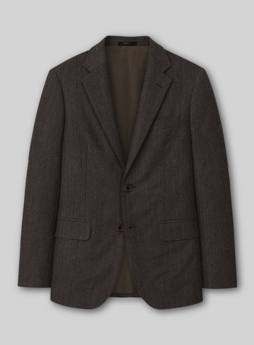 Napolean Dark Brown Herringbone Wool Jacket
