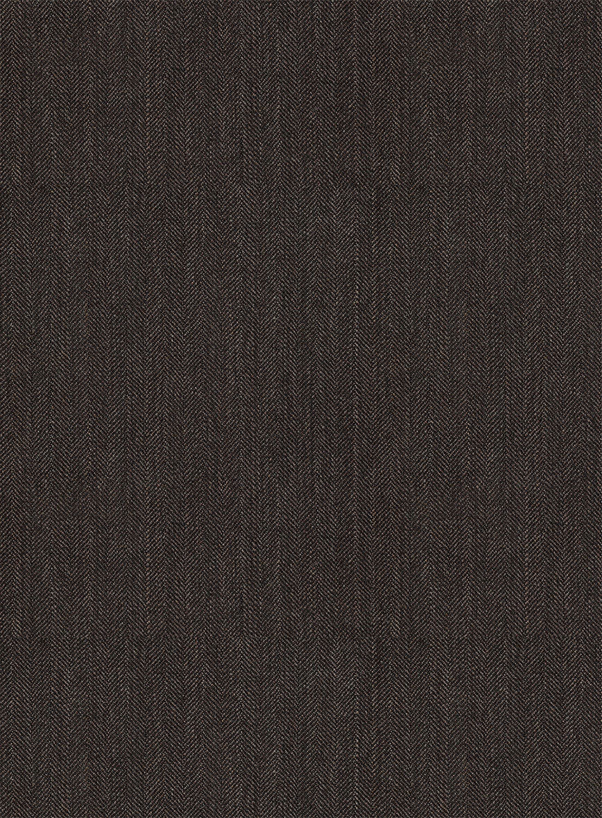 Napolean Dark Brown Herringbone Wool Pants - Image 3