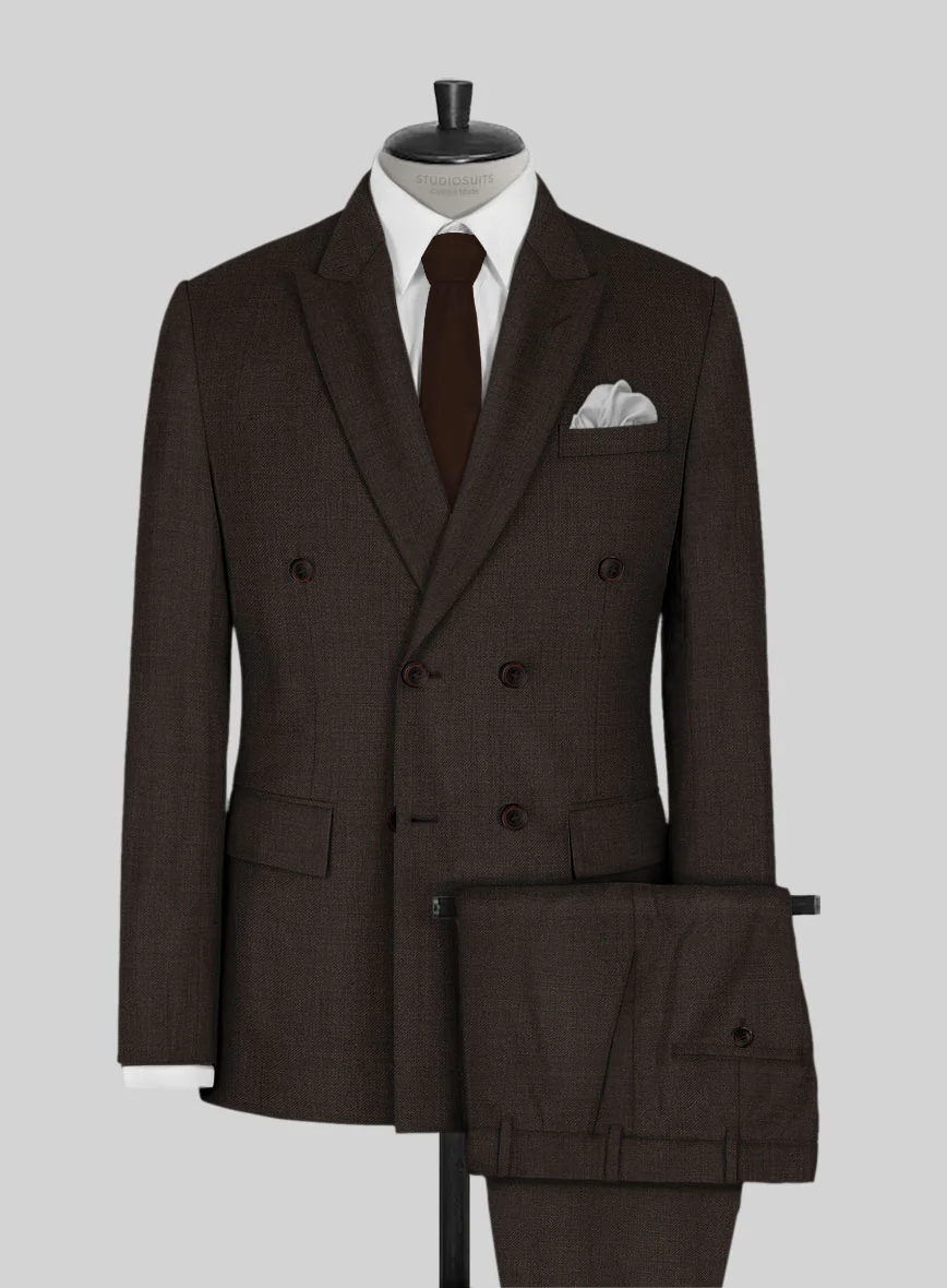 Napolean Dark Brown Wool Double Breasted Suit