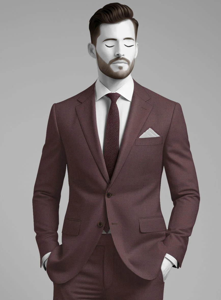 Napolean Dark Wine Wool Suit - Image 3