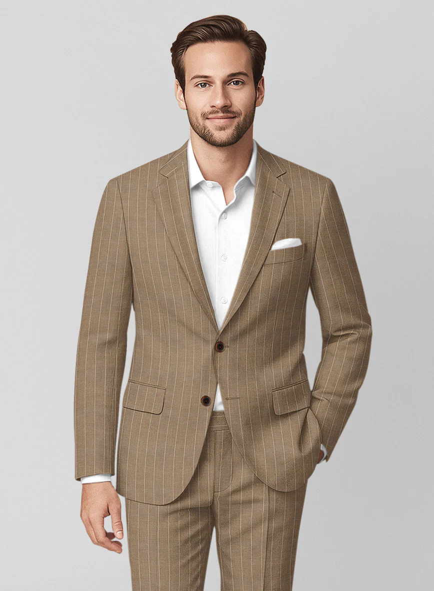 Napolean Derossi Stripe Beige Wool Jacket - Image 2