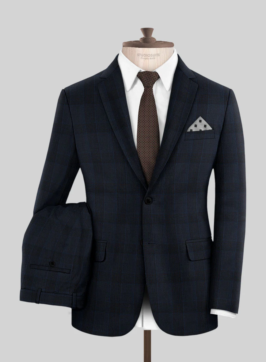 Napolean Devon Check Blue Wool Suit - Image 2