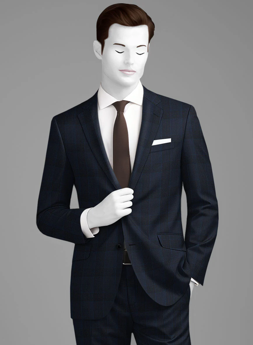 Napolean Devon Check Blue Wool Suit - Image 3