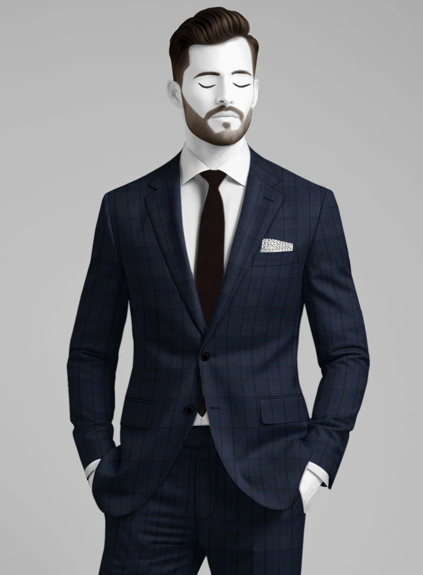 Napolean Eladio Check Royal Blue Wool Jacket - Image 2
