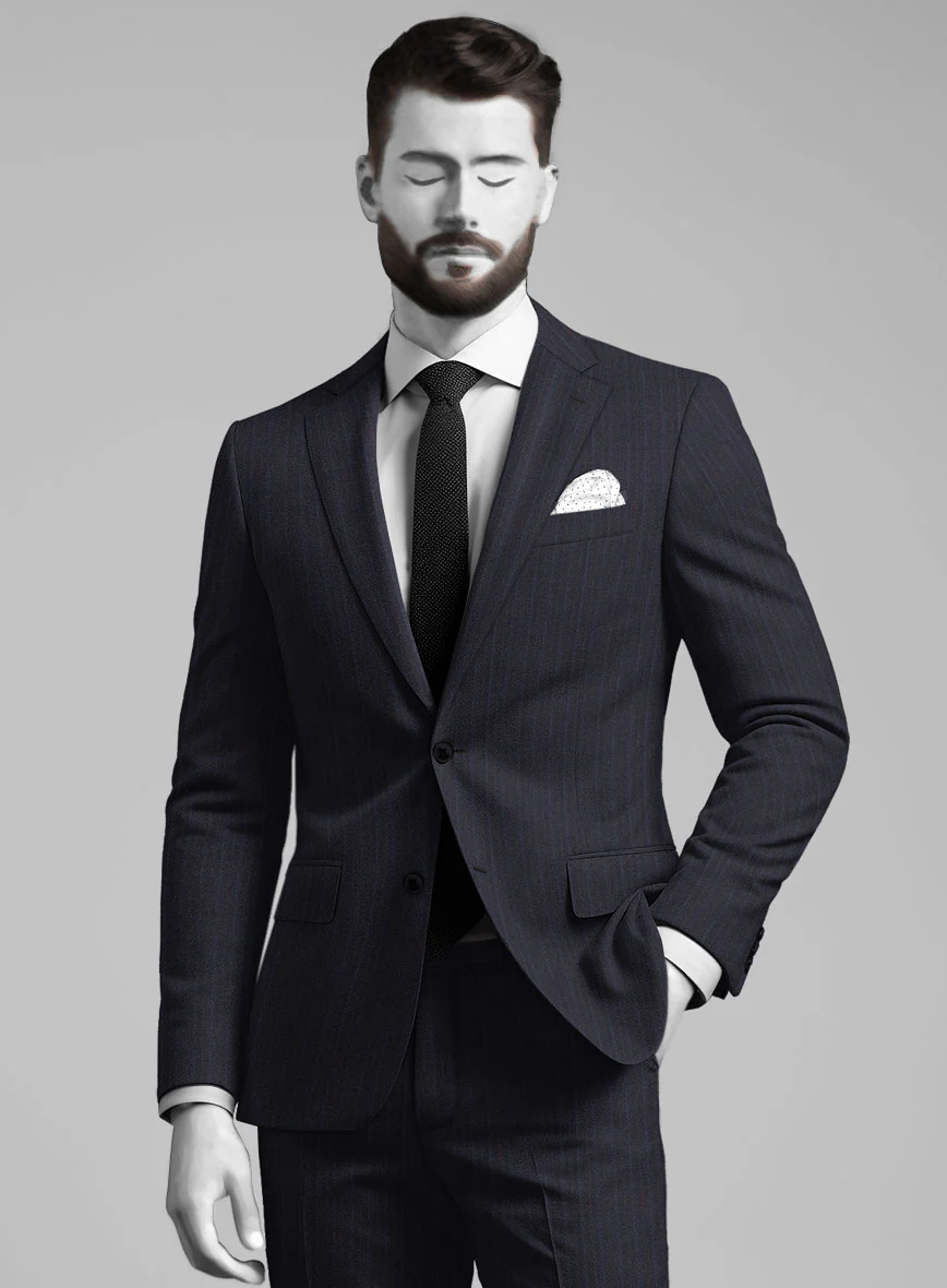 Napolean Elias Stripe Navy Wool Suit - Image 3