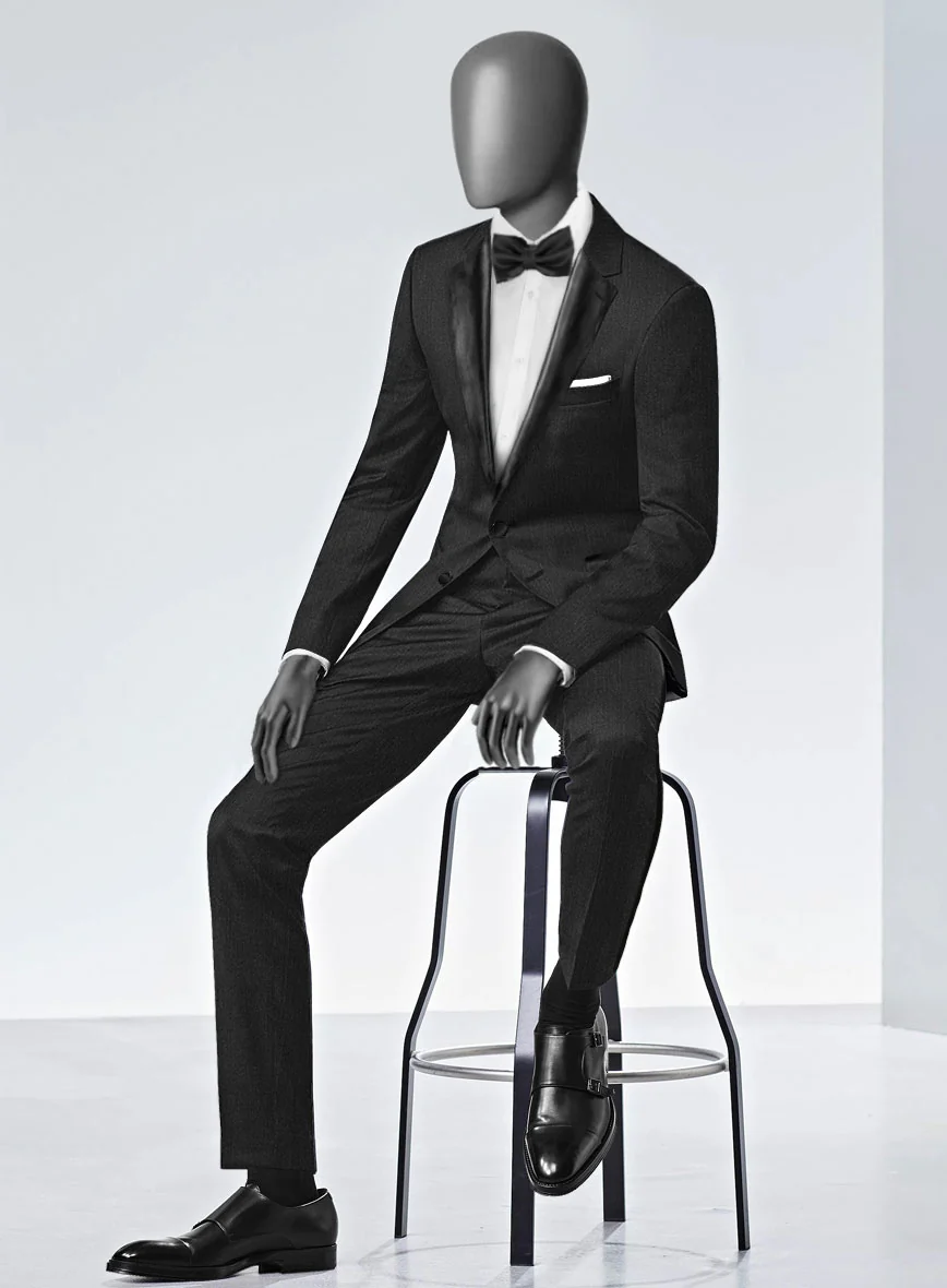 Napolean English Dark Charcoal Wool Tuxedo Suit - Image 2
